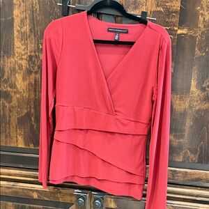 White House Black Market Crimson Layered Top